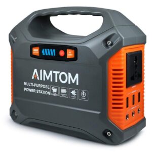 AIMTOM Portable Solar Generator, 42000mAh 155Wh Energy Inverter Supply, Emergency Backup Battery Box