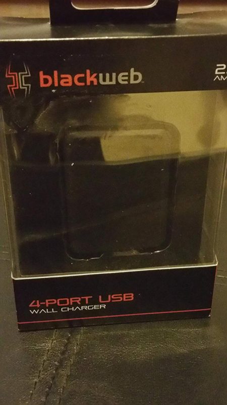 Black web 2.1 Amp 4 port USB wall charger
