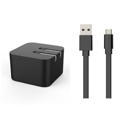Blackweb, BWA17WI057, 3.1A Dual Port Wall Charger, Flat Micro USB Cable Black