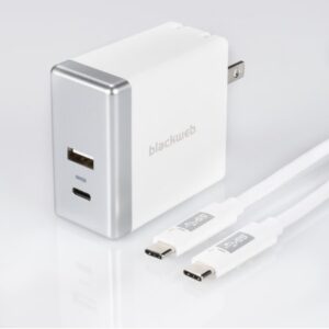 Blackweb by Walmart Wall Charger with USC-C Cable and USB-C and Standard USB Ports, 5.4 amp, 3 feet