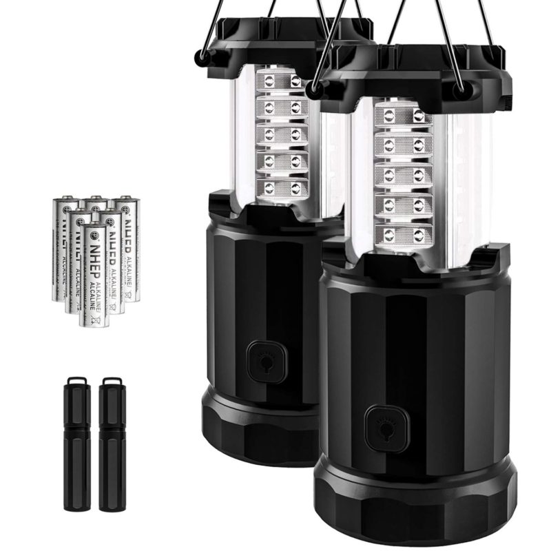 Etekcity 2 Pack Portable LED Camping Lantern Flashlights with 6 AA Batteries