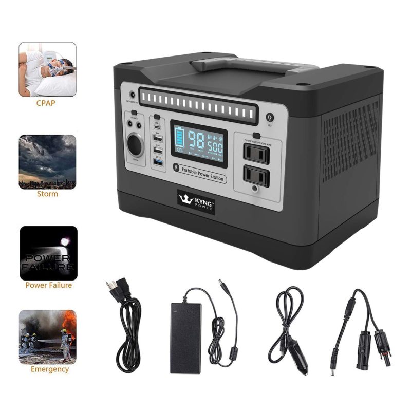 Kyng Power Solar Generator Portable Power Station 540Wh 1000w Peak Lithium Battery Back Up Power Supply Emergency