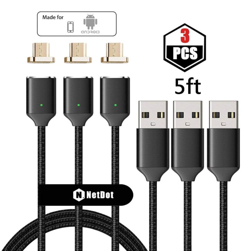NetDot Upgraded 2nd Generation USB2.0 Fast Charging Magnetic Micro USB Cable