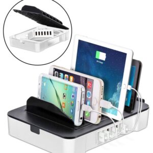 Okra USB Charging Station for Multiple Devices, 6 Port USB Wall Charger Charging Hub with Docking Station