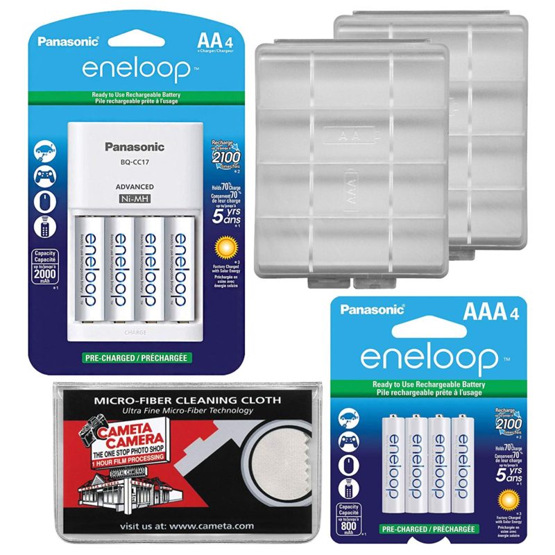 Panasonic Eneloop (4) AA 2000mAh Pre-Charged NiMH Rechargeable Batteries & Charger