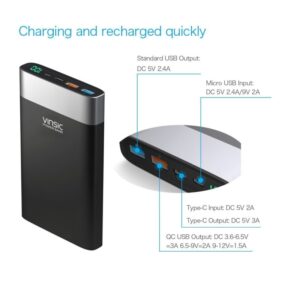 Vinsic 20000mAh Power Bank, Ultra Slim External Battery Backup Charger