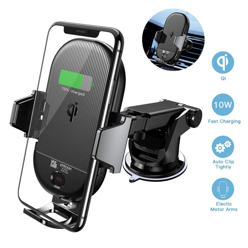 Wireless Car Charger Mount, JOYROOM QI Fast Charging Infrared Induction Automatic Clamping Mount