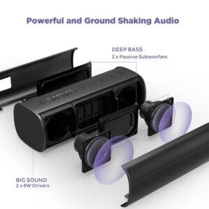 Wireless Speakers Bluetooth Splash Proof portable 2 Passive Sub-woofers