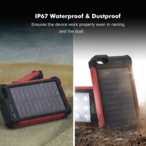 iClever 10000mAh Portable Solar Power Bank Dual USB Port Charger