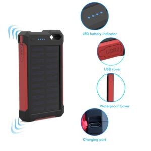iClever 10000mAh Portable Solar Power Bank Dual USB Port Charger