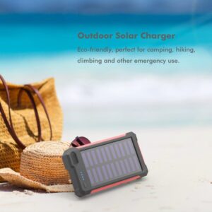 iClever 10000mAh Portable Solar Power Bank Dual USB Port Charger