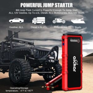 Aickar 800A Peak 19800mAh Car Jump Starter Portable Car Battery Jump Starter, Power Bank