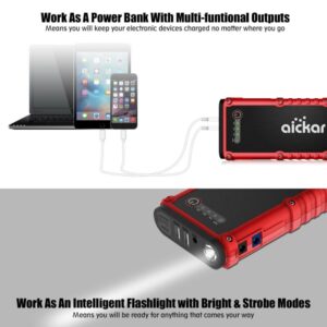 Aickar 800A Peak 19800mAh Car Jump Starter Portable Car Battery Jump Starter, Power Bank