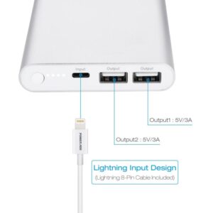 Apple Lightning Portable Power Bank, Poweradd Pilot 4GS 12000mAh External Battery Charger for iPhone, iPad
