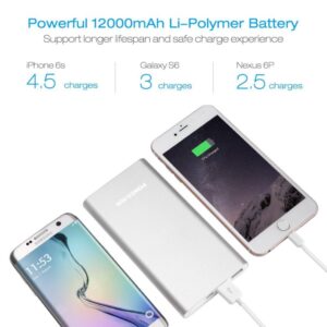 Apple Lightning Portable Power Bank, Poweradd Pilot 4GS 12000mAh External Battery Charger for iPhone, iPad