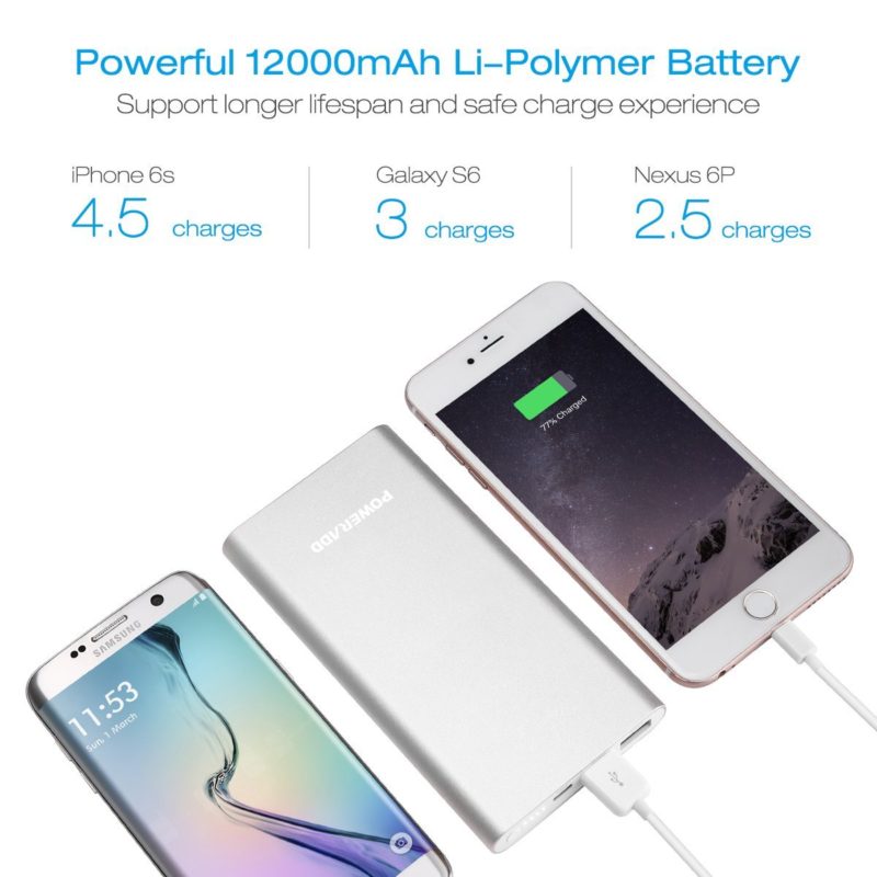 Apple Lightning Portable Power Bank, Poweradd Pilot 4GS 12000mAh External Battery Charger for iPhone, iPad