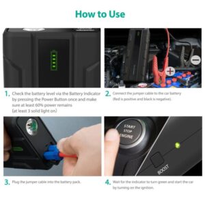 Car Jump Starter RAVPower 1000A Peak Current Quick Charge 3.0 12V