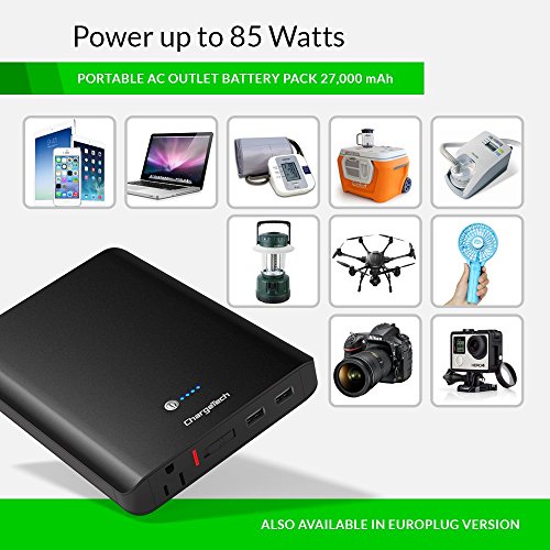 Portable AC Outlet Battery Pack by ChargeTech - 27000mAh 85W / 110V