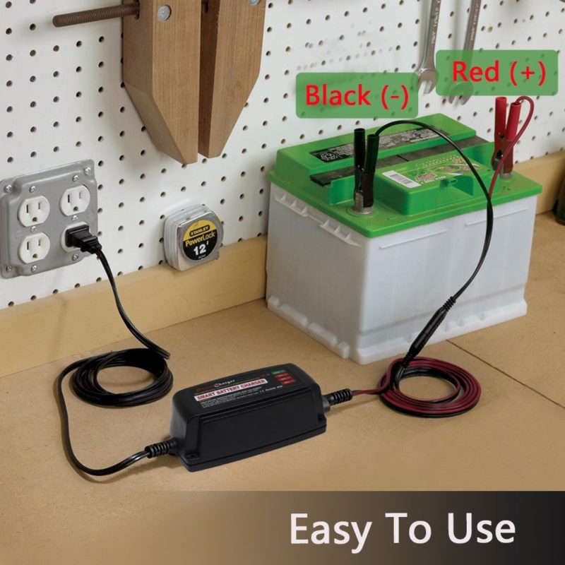 BMK 12V 5Amp Fully Automatic Battery Charger 4-Stage Maintainer Smart Charging Waterproof for Car Motorcycle Lawn Mower Marine Scooter Lead Acid Battery