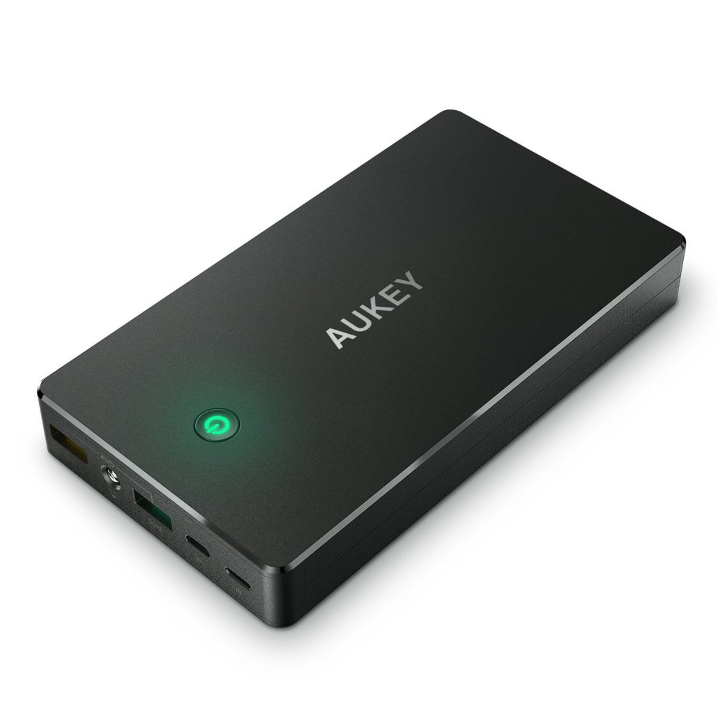 AUKEY 20000mAh Portable Charger with Quick Charge 3.0 Power Bank, Lightning & Micro Input Dual-USB Output Battery Pack for Samsung Note 8 OR S8