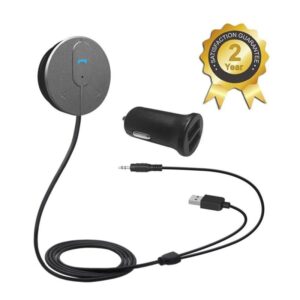 Besign Bluetooth 4.1 Car Kit Hands-Free Wireless Talking, Music Streaming Dongle With 10W Dual Port 2A USB Charger, Magnetic Mounts, for Car with 3.5mm Aux Input Jack