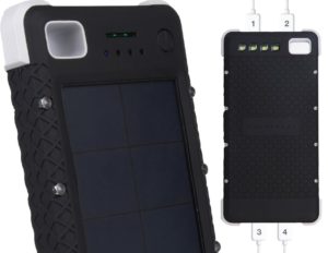 SOS20K - 20,000 mAh Rugged Solar Charger with Flashlight, IP67 Waterproof Solar Camping Battery & 4 Port USB Fast Charging Powerbank