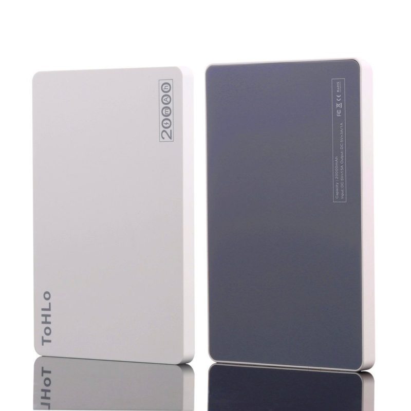 ToHLo Portable Charger Power Bank 20000mAh, Ultra Slim Dual USB Ports Portable External Power Bank