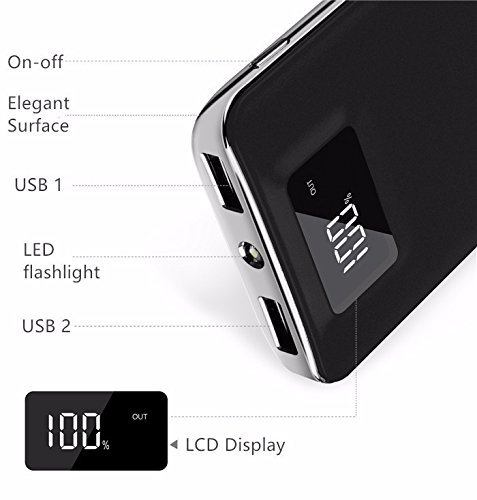 20,000mAh HIgh Speed Digital Power Bank FAST CHARGER Portable Ultra High Capacity 3.4A 2-Port USB +Led Flashlight External Battery Backup