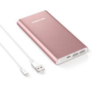 Apple Lightning 12000mAh Portable Charger, Poweradd Pilot 4GS Dual 3A External Battery Pack with Lightning 8-Pin Cable 3.3ft,1M for iPhone, iPad, Samsung Galaxy - Rose Gold