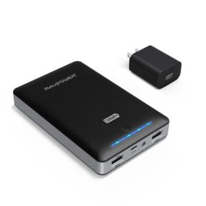 Battery Pack RAVPower 16750mAh Portable Charger Power Pack Power Bank + 2A Wall Charger - Black - Aux Battery