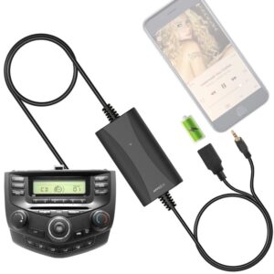 Car Stereo AUX Input Adapter, Honda Auxiliary Cable Cord USB Charger for Select Honda Civic CRV Accord