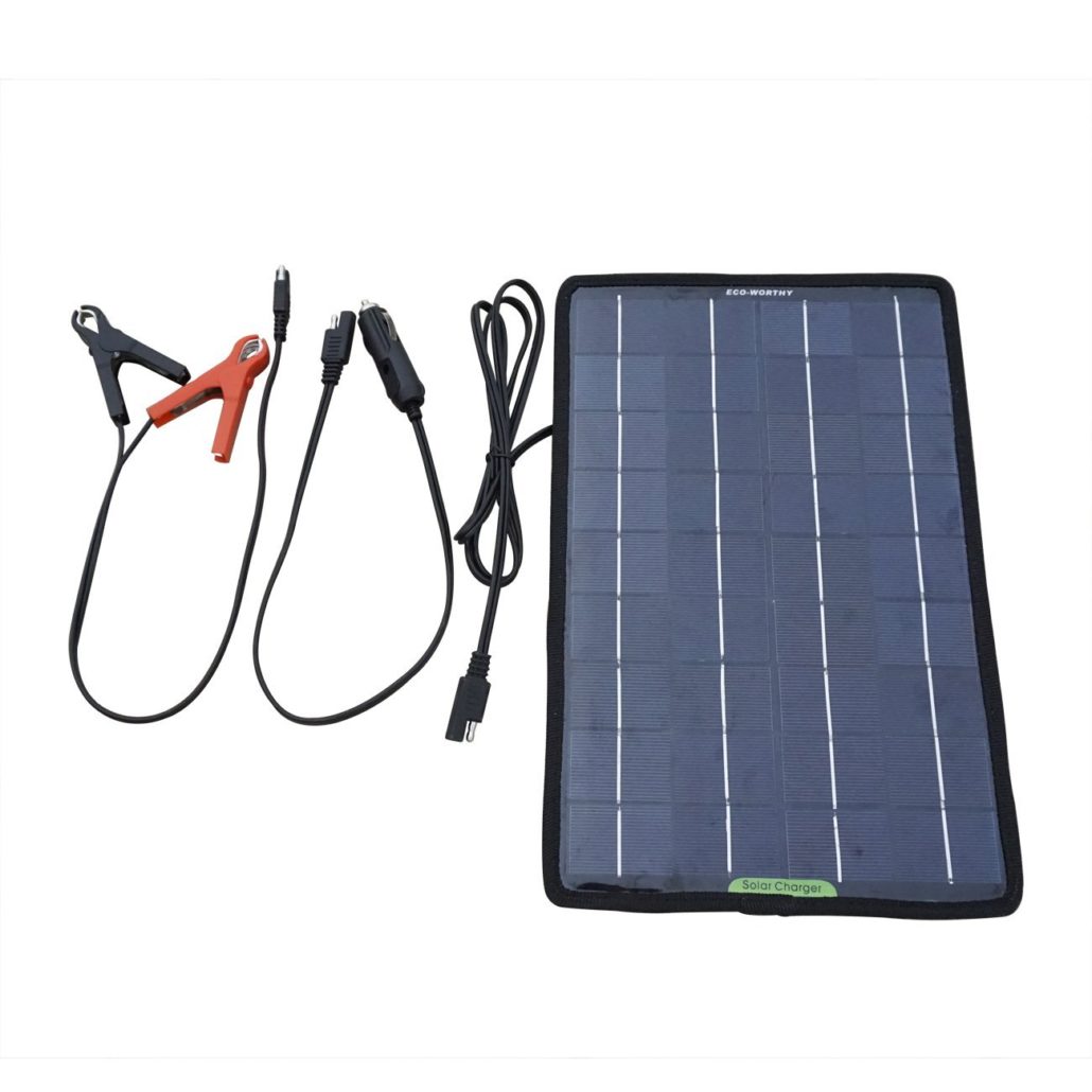 ECO-WORTHY 12 Volts 10 Watts Portable Power Solar Panel Backup for Car Boat with Alligator Clip Adapter