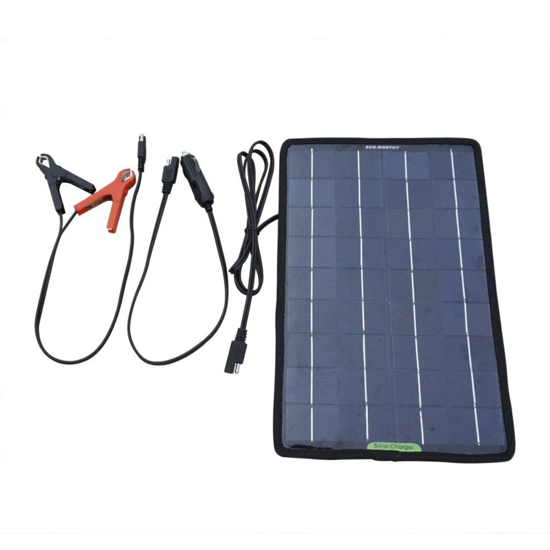 ECO-WORTHY 12 Volts 10 Watts Portable Power Solar Panel Backup for Car Boat with Alligator Clip Adapter