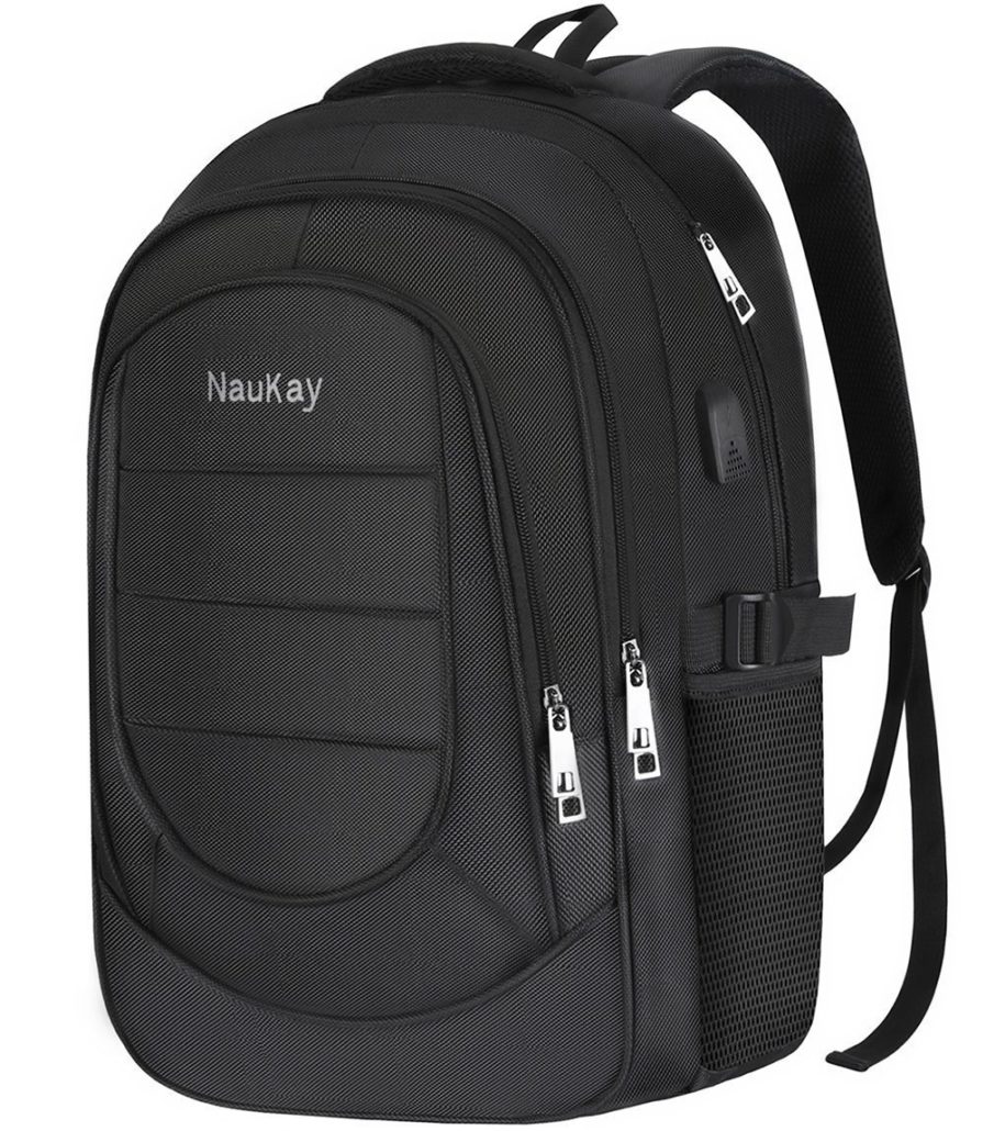 Laptop Backpack, Durable School Travel Daypack with USB Charging Port, Water Resistant Business College bookbag
