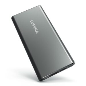 Lumina 15000 mAh Ultra Compact Portable Charger 2-Port External Battery Power Bank with High-Speed Charging Technology