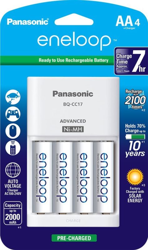 Panasonic K-KJ17MCA4BA Advanced Individual Cell Battery Charger Pack with 4 AA eneloop 2100 Cycle Rechargeable Batteries - battery charger