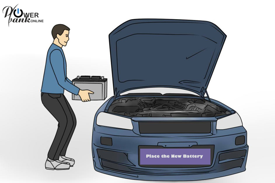 Place the New Car Battery on the plate