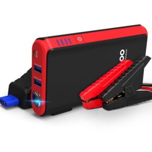 Quick Charge In & Out, GOOLOO 450A Peak Car Jump Starter Power Pack 12V Auto Battery Booster Portable Phone Charger, Built-in LED Light