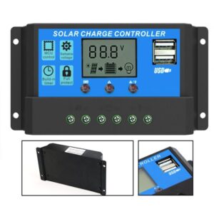 ALLPOWERS 20A Solar Charger Controller Solar Panel Battery Intelligent Regulator with USB Port Display 12V,24V