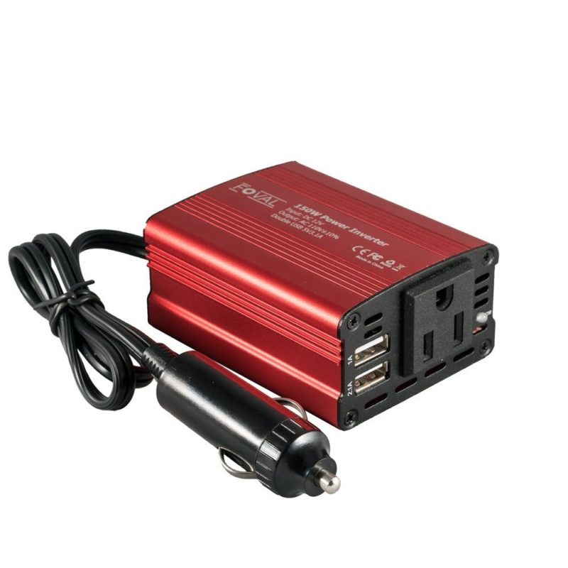 Foval 150W Car Power Inverter DC 12V to 110V AC Converter with 3.1A Dual USB Car Charger