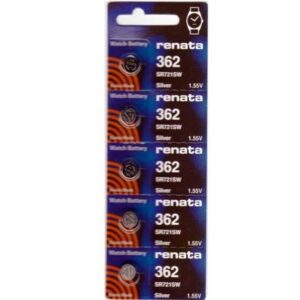 Renata 362 Button Cell watch battery, 5 pack
