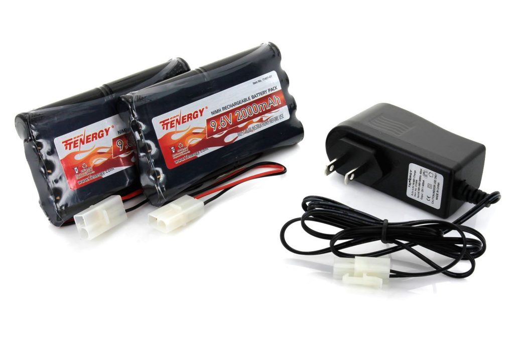 Tenergy 9.6V NiMH Battery Pack with Standard Tamiya Connector - 2-Pack and Cell Battery Pack Charger