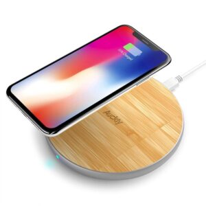 Auckly Fast Wireless Charger, 10W Bamboo Qi Wireless Charging Pad with Matte Aluminum Newest Model