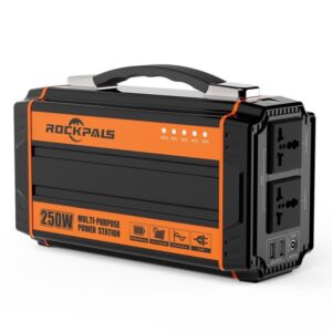 Rockpals 250-Watt Portable Generator Rechargeable Lithium Battery Pack Solar Generator