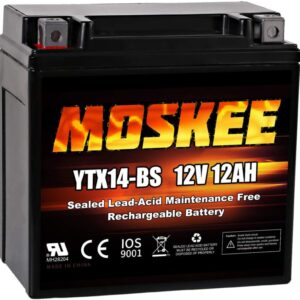 Moskee YTX14-BS Motorcycle Battery High Performance - Maintenance Free - Sealed AGM ATV Battery