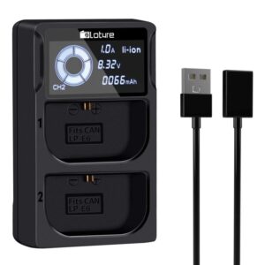 LP-E6 Battery Charger for Canon EOS 5D Mark II III IV, 5DS, 5DS R, 6D, 60Da, 7D, 70D, 80D, 7D Mark II