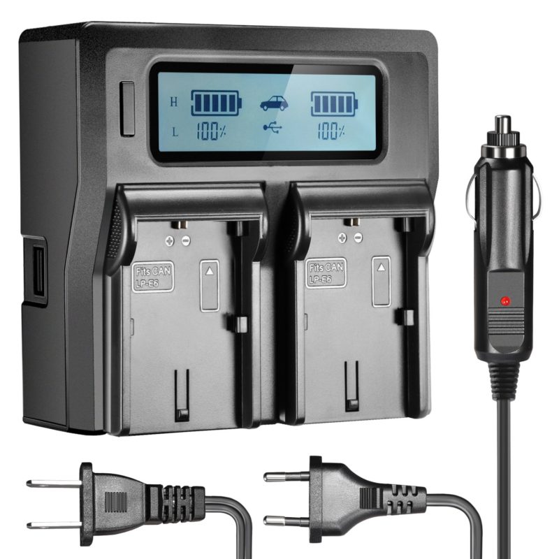 Neewer Dual LCD Battery Charger for Canon LP-E6 Batteries