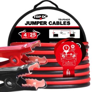 TOPDC Jumper Cables 4 Gauge 25 Feet Heavy Duty Booster Cables