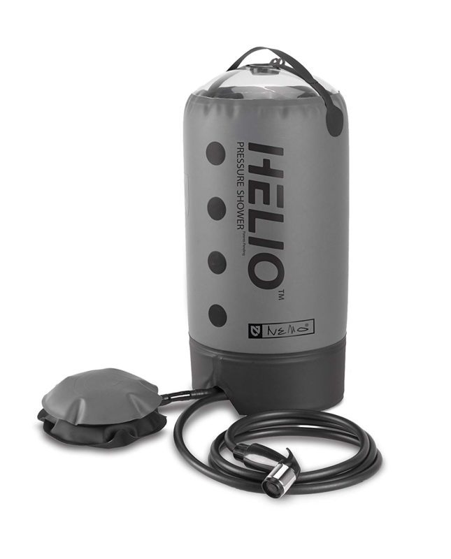 NEMO Helio Portable Pressure Shower with Foot Pump, Grey