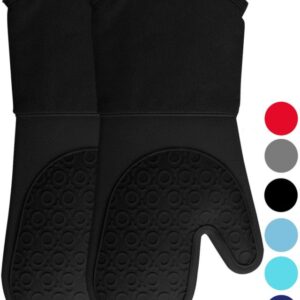 Silicone Oven Mitts with Quilted Cotton Lining